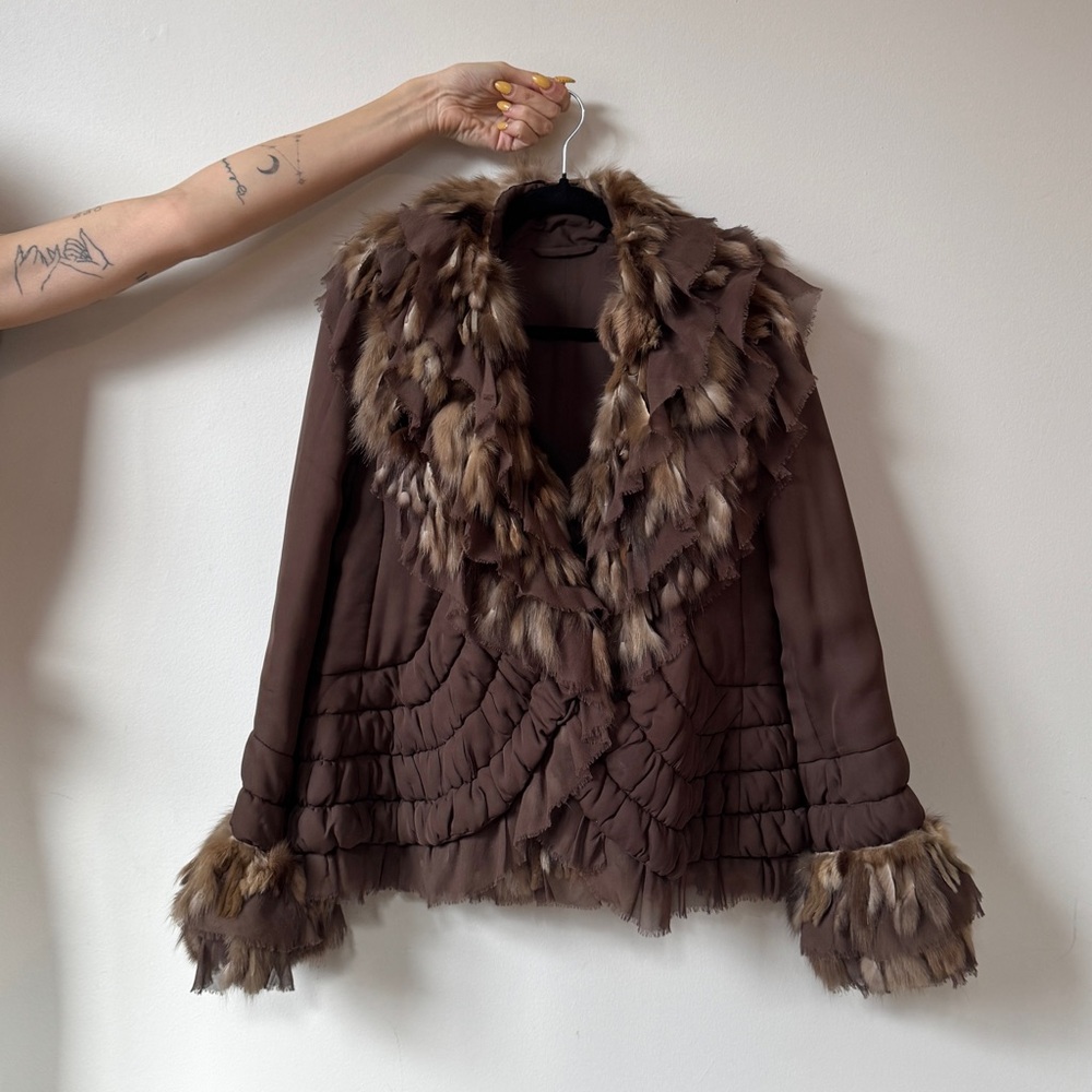 Vintage fur + silk jacket